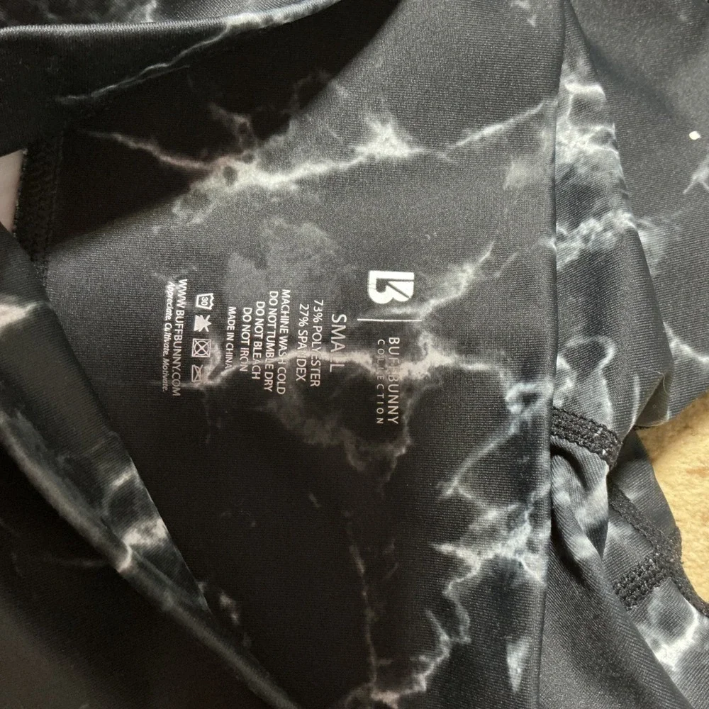 Buffbunny Collection‎ Black White Marble High Rise Athletic Biker Shorts Small